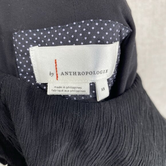 By Anthropologie Jumpsuit Womens XS Black Wide Leg Smocked Halter Keyhole V-Neck - Picture 9 of 16